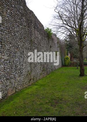 Wolvesley Castle, Winchester, Hampshire, England. Beeindruckende Ruinen Des Alten Bischofspalasts aus dem 12. Jahrhundert, einschließlich der ursprünglichen Ruinen der Pflaumanlage Stockfoto