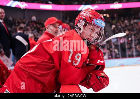 Lausanne, Vaudoise Arena, YOG 2020 - Herren - Finale (Gold), Russland. Januar 2020. USA, #19 Matvei Michkov (Russland) Credit: SPP Sport Press Photo. /Alamy Live News Stockfoto