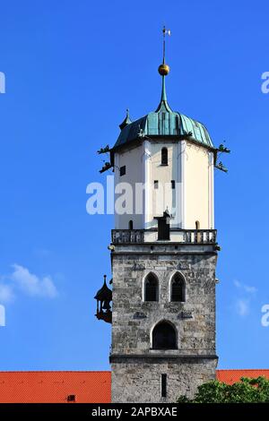 Die Sankt Martinskirche Memmingens ist eine Stadt in Bayern/Deutschland mit vielen historischen Sehenswürdigkeiten Stockfoto