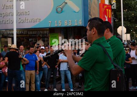 Culiacan, Sinaloa, Mexiko - 19. Januar 2019: Mexikanische regionale Musikmusiker in einer Parade Stockfoto