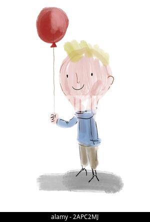 Boy Holding Ballon Stockfoto