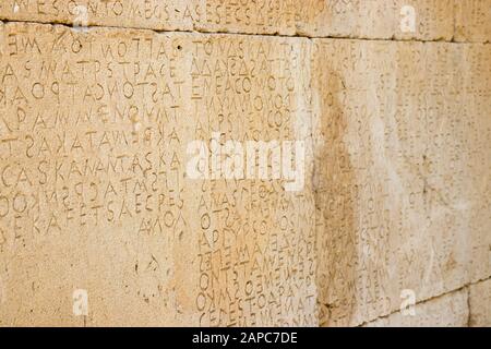 Gortyn Code - die Kodifizierung des Zivilrechts - Gortyn, Crete, Griechenland Stockfoto