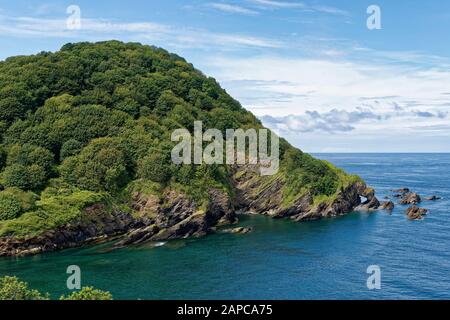 Beacon Point und Hele Bay in der Nähe von Ilfracombe, North Devon Coast, Großbritannien Stockfoto