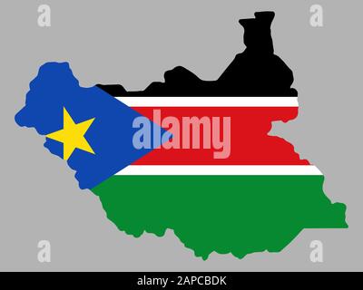 Südsudan Karte Flagge Vektor Stock Vektor
