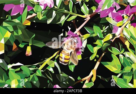 Niedrige Poly Illustration einer Biene Stockfoto