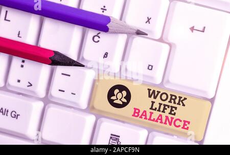 Wort schreiben Text Work Life Balance. Business foto Präsentation Abteilung der Zeit zwischen Beruf oder Familie und Freizeit Stockfoto