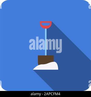 Schaufelflaches Symbol mit langem Schatten. Vektor für Industrieanlagen Stock Vektor