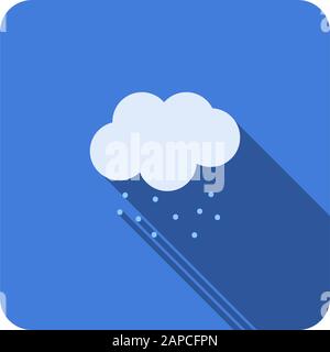 Symbol für Wolke-fallende Schneedecke mit langem Schattenvektor Stock Vektor