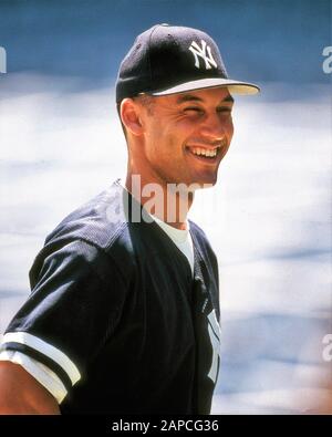 Derek Jeter verbrachte seine gesamte 20-jährige Karriere in der MLB bei den New York Yankees. Er wurde im Rahmen seiner Klasse von 2020 in die Baseball Hall of Fame gewählt Stockfoto