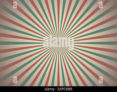 Sonnenlicht, breiter horizontaler Hintergrund. Blassrot, blau, beige Farbe platzt auf dem Hintergrund. Fantasy Vector Illustration. Magic Sun-Strahlstrahl-Strahlmuster zurück Stock Vektor