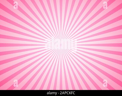 Horizontaler Hintergrund der Sonneneinstrahlung. Pink - Hintergrund platzt. Vektorgrafiken. Sonnenstrahl strahlend Sonnenbrausmuster Hintergrund. Retro-helle Kulisse. STA Stock Vektor