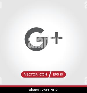 Google Plus - Symbolvektor. Einfache Anmeldung von Google Plus im modernen Design für Website und mobile App. EPS10 Stock Vektor