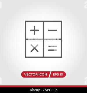 Symbolvektor des Rechners. Einfacher Rechner meldet sich in modernem Design für Website und mobile App an. EPS10 Stock Vektor