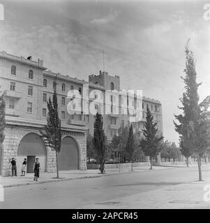 Israel 1948-1949: Jerusalem Beschreibung: Back of King David Hotel Datum: 1948 Ort: Israel, Jerusalem Schlüsselwörter: Hotels, Straßen Stockfoto