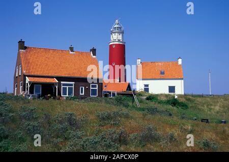 Leuchtturm im Norden von Texel Island, Nordsee, Niederlande, Europa Stockfoto