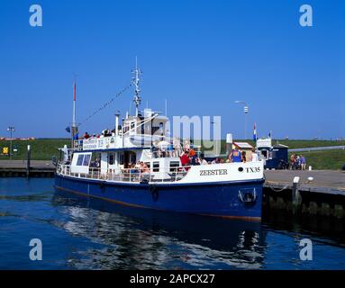 Touristenschiff im Hafen von Oudeschild, Texel Island, Nordsee, Niederlande, Europa Stockfoto