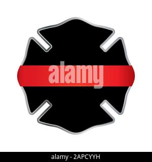 Ein Emblem mit dünnen roten Linien von Feuerwehrmann. Vector EPS 10 verfügbar. Stock Vektor