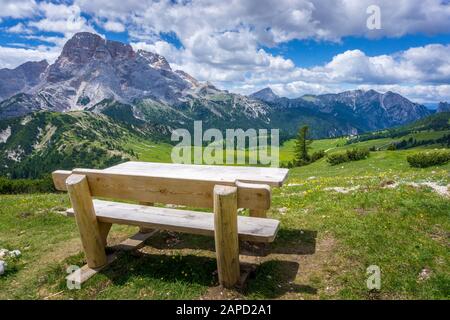 Blick auf die Plättzwiese in Südtirol Stockfoto