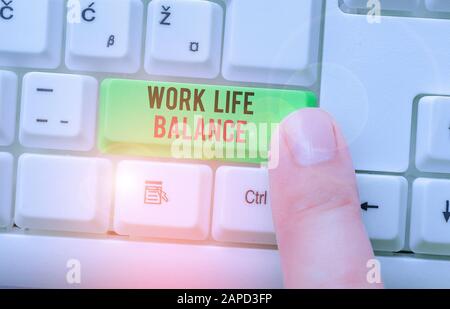 Handschrift text Work Life Balance. Konzeptionelle foto Aufteilung der Zeit zwischen Beruf oder Familie und Freizeit Stockfoto