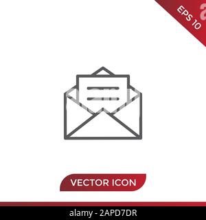 Unverschlossenen Umschlag mit Brief Vektor icon Stock Vektor