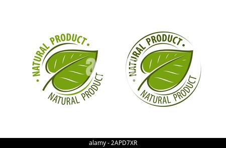 Natürliches Produktlogo. Vektorgrafiken für das Design von Lamellen Stock Vektor