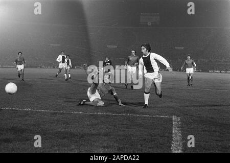 AJAX gegen Olympique Marseille 4-1, Europa Cup I [Gerrie Mühren bei einer Aktion] Datum: 3. November 1971 Ort: Amsterdam Schlagwörter: Sport, Fußball persönlicher Name: Mühren, Gerrie Institutionenname: Olympique Marseille Stockfoto