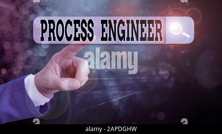 Textzeichen mit Prozessingenieur. Geschäftsfoto mit der Verantwortung für die Entwicklung neuer industrieller Prozesse Stockfoto