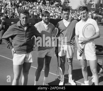 Tennis. Wimbledon Stars in Noordwijk. Von links nach rechts Huber, Österreich, Ulrich, Patty, Richardson; Stockfoto