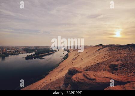 Landschaft Assuan Stockfoto
