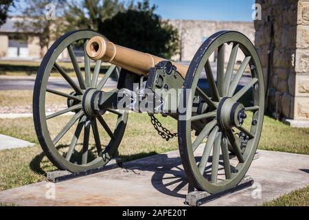 Kanone aus der Zeit des Bürgerkrieges in San Antonio, Texas, USA Stockfoto