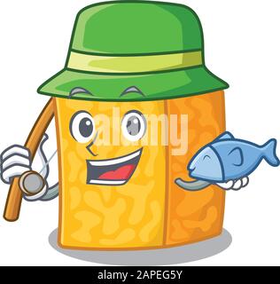 Ein Bild des fröhlichen Fischens mit colby Jack und Käse Stock Vektor
