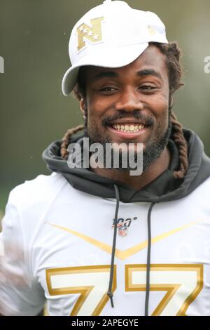 Kississimee, Florida, USA. Januar 2020. Dallas Cowboys Tackle Tyron Smith (77)während der NFC-Übung, Mittwoch, 22. Januar 2020, in Kissimmee, Fla. (Foto von IOS/ESPA-Images) Credit: European Sports Photographic Agency/Alamy Live News Stockfoto