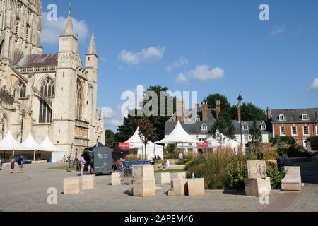 Gloucseter Cathedral und das Dreichörfestival 2019 Stockfoto