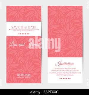 Vector vertikale Hochzeitseinladungen Stock Vektor