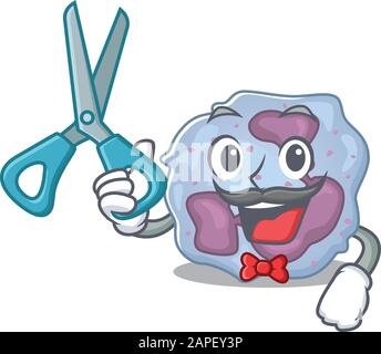 Smiley Funny Barber leukocyte Cell Cartoon Character Design Style Stock Vektor