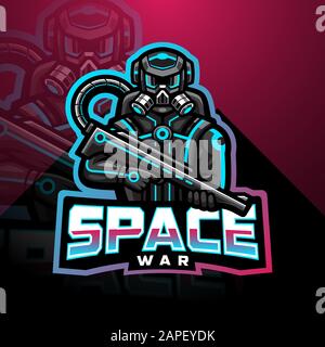 Space war Esport Maskottchen Logo Stock Vektor