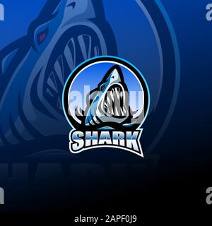 Shark esport Maskottchen Logo Design Stock Vektor
