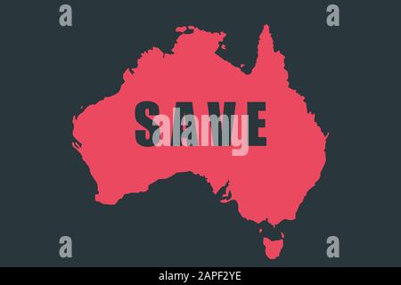 Save Australia Concept.Australien Wildbres Infografiken. Betet für Australien. Vektor-Abbildung flaches Design Stock Vektor