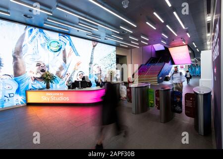 Empfang der Sky Studios Stockfoto