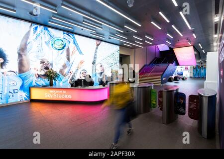 Empfang der Sky Studios Stockfoto