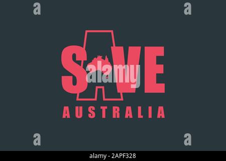 Save Australia Concept.Australien Wildbres Infografiken. Betet für Australien. Vektor-Abbildung flaches Design Stock Vektor
