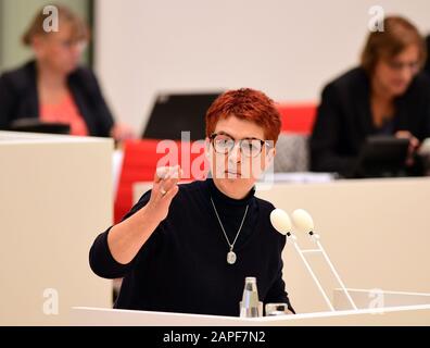 Potsdam, Deutschland. Januar 2020. Carla Kniestedt (Bündnis 90/die Grünen) spricht während der 7. Sitzung des Brandenburger Landtags zum Thema "Rauchverbot in öffentlichen Personenschutzräumen". Kredit: Soeren Stache / dpa-Zentralbild / ZB / dpa / Alamy Live News Stockfoto