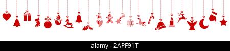 Sammlung verschiedener abstrakter, rot gefärbter Hängesymbole für weihnachten und Winter Time Concepts Stock Vektor