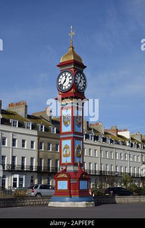 Schöne georgische Uhrenpromenade, Badeort und Stadt weymouth, Südküste, england, Großbritannien, gb Stockfoto