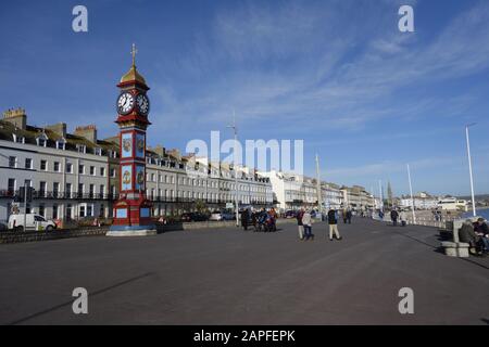 Schöne georgische Uhrenpromenade, Badeort und Stadt weymouth, Südküste, england, Großbritannien, gb Stockfoto