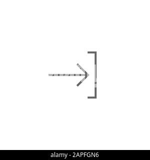 Symbol eingeben oder anmelden. Isoliert auf weiß. Schwarzer nach rechts dünner Pfeil mit Halterung. Anmeldesymbol. Profil, Benutzerzeichen. Pfeil im Feld. Eingang, Zugang, Absenden Stock Vektor