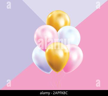 Bunte Ballons Flying for Party und Feiern Vector Background. Vektorgrafiken Stock Vektor