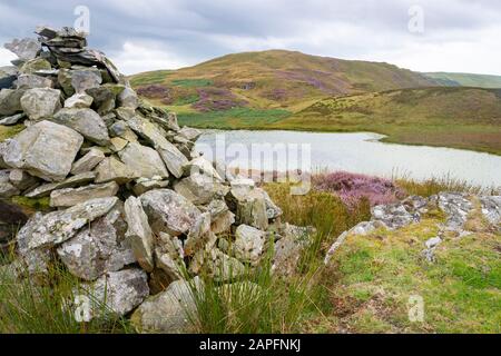 Cairn in der Nähe von Bearded Lake, in der Nähe von Aberdovey, Aberdyfi, Wales Stockfoto