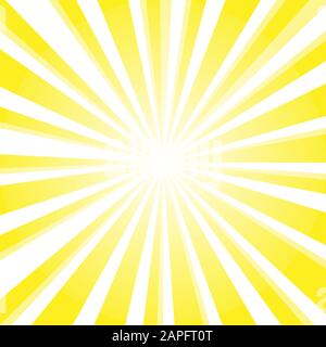 Sonne und Strahlen auf gelbem Hintergrund. Stock Vektor
