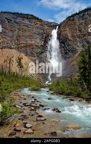 Takakkaw Falls, Yoho National Park, Rocky Mountains, Alberta, Kanada Stockfoto